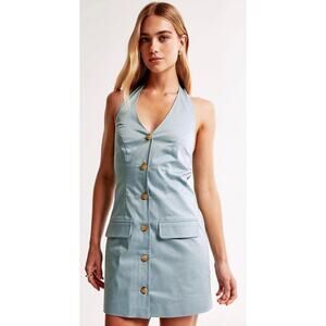 Abercrombie Blue Linen Button Down Dress - Size Large